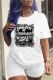 White Daily Print Patchwork O Neck T-Shirts