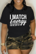 Black Casual Daily Print Patchwork Letter O Neck T-Shirts