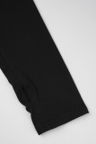 Black Casual Solid Basic Zipper Collar Skinny Jumpsuits