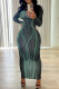 Black Casual Print Basic O Neck Long Sleeve Dresses