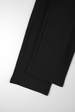 Black Casual Solid Basic Zipper Collar Skinny Jumpsuits