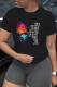Black Casual Daily Print Patchwork O Neck T-Shirts