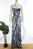 Black Casual Print Backless Strapless Regular Jumpsuits