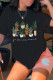 Black Casual Daily Print Patchwork O Neck T-Shirts