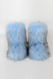 Baby Blue Street Patchwork Round Keep Warm Shoes