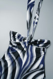 Black Casual Print Backless Strapless Regular Jumpsuits