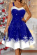 Royal Blue Elegant Print Patchwork Spaghetti Strap A Line Dresses