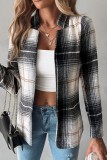 Black Gray Casual Print Solid Cardigan Outerwear