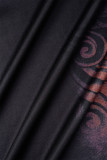 Skin Color Casual Print Basic O Neck Long Dress Dresses