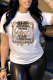 White Casual Street Print Patchwork O Neck T-Shirts