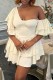 White Sexy Casual Solid Patchwork Asymmetrical Collar Irregular Dress Short Sleeve Dress