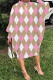 Khaki Casual Print Hollowed Out Half A Turtleneck Long Sleeve Dresses