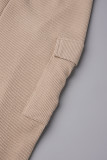 Khaki Casual Solid Basic V Neck Skinny Jumpsuits