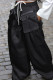 Black Street Solid Patchwork Pocket Buttons Zipper Loose High Waist Wide Leg Solid Color Bottoms