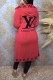 Red Elegant Letter Patchwork Hooded Collar Outerwear