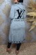Grey Elegant Letter Patchwork Hooded Collar Outerwear