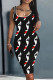 Black White Casual Print Basic U Neck Vest Dress Dresses