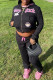 Black Casual Embroidery Patchwork Zipper Hooded Collar Long Sleeve Two Pieces