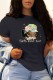 Black Casual Daily Print Patchwork O Neck T-Shirts