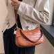 Brown Casual Simplicity Letter Zipper Bags