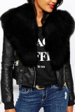Black Fashion Patchwork Patchwork Cardigan Outerwear