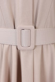 Black Elegant Solid Bandage Patchwork Fold With Belt Asymmetrical Collar A Line Dresses
