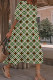 Red Green Casual Plaid Rhombic Printing O Neck Short Sleeve Dress Dresses