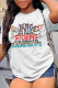 White Casual Print Patchwork Letter O Neck T-Shirts