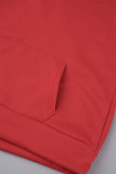 Brick Red Casual Solid Patchwork Zipper Collar Long Sleeve Two Pieces