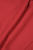 Brick Red Casual Solid Patchwork Zipper Collar Long Sleeve Two Pieces