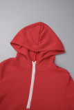 Brick Red Casual Solid Patchwork Zipper Collar Long Sleeve Two Pieces