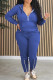 Royal Blue Casual Solid Patchwork Zipper Collar Long Sleeve Two Pieces