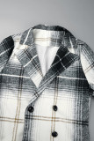 Black White Casual Print Cardigan Turn-back Collar Outerwear