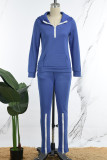 Brick Red Casual Solid Patchwork Zipper Collar Long Sleeve Two Pieces