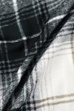 Black White Casual Print Cardigan Turn-back Collar Outerwear