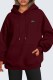 Burgundy Casual Street Print Animal Patchwork Hooded Collar Tops