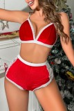 Red Sexy Living Solid Patchwork Backless Lingerie