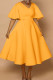 Orange Elegant Solid Patchwork V Neck A Line Short Sleeve Dress