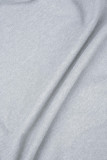 Grey Casual Solid Asymmetrical Turtleneck Tops