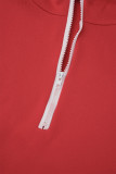 Brick Red Casual Solid Patchwork Zipper Collar Long Sleeve Two Pieces