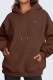 Dark Coffee Casual Street Print Animal Patchwork Hooded Collar Tops