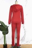Brick Red Casual Solid Patchwork Zipper Collar Long Sleeve Two Pieces