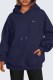 Navy Blue Casual Street Print Animal Patchwork Hooded Collar Tops