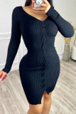 Red Elegant Solid Patchwork V Neck Sheath Dresses