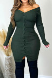 Red Elegant Solid Patchwork V Neck Sheath Dresses