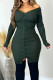 Olive Green Elegant Solid Patchwork V Neck Sheath Dresses