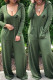 Green Casual Print Letter V Neck Jumpsuits