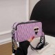 Purple Casual Street Figure Letter Patchwork Zipper Bags