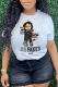 White Casual Daily Print Patchwork O Neck T-Shirts