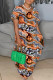 Orange Casual Print Basic O Neck Short Sleeve Dress Plus Size Dresses